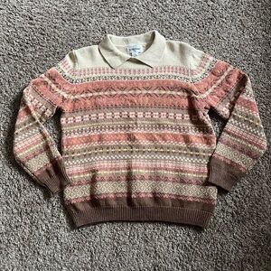 Vintage Cottage Core Grandma 80’s Alfred Dunner Patterned Knit Sweater Sz Small